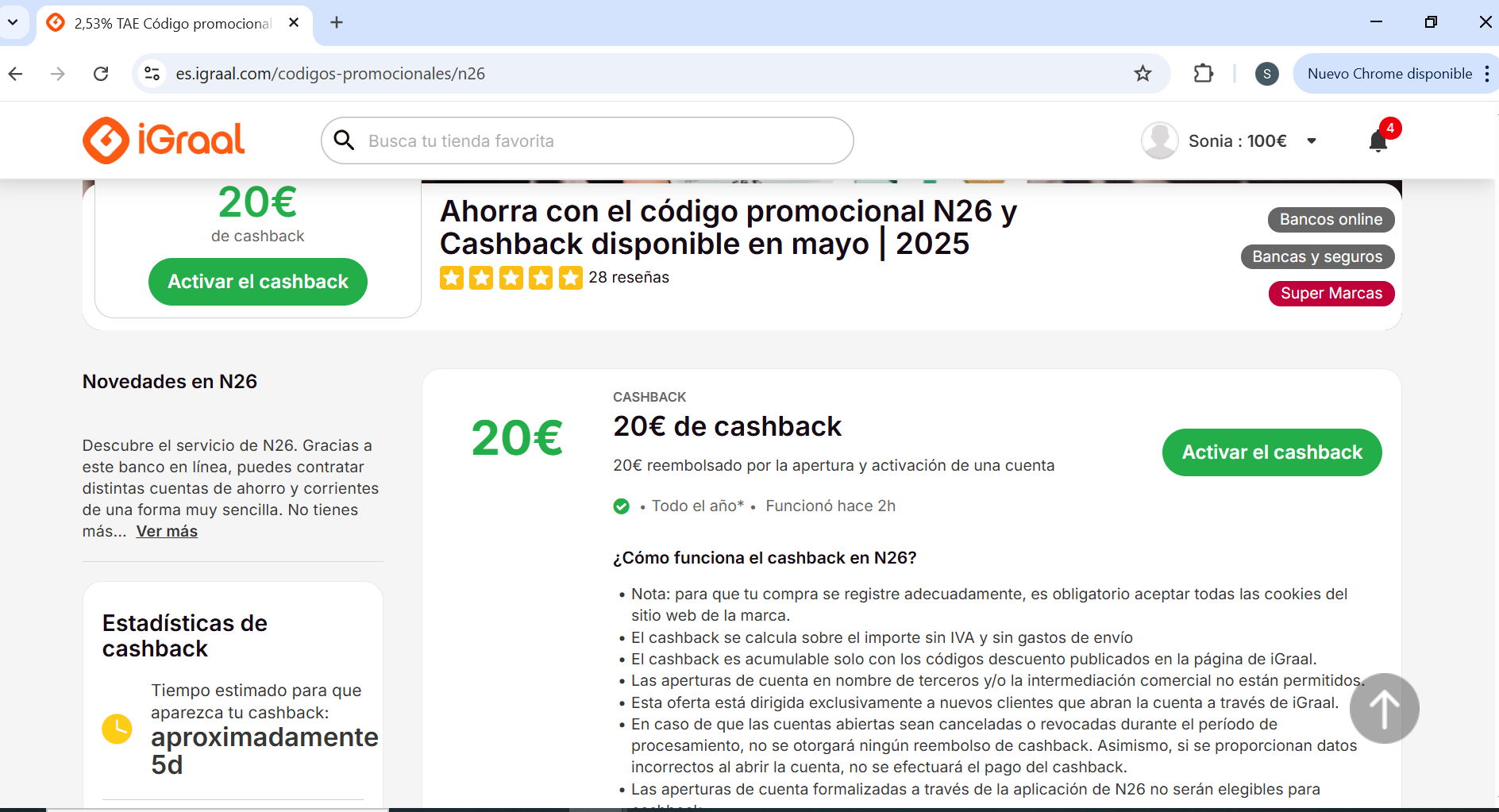 Activacion cashback